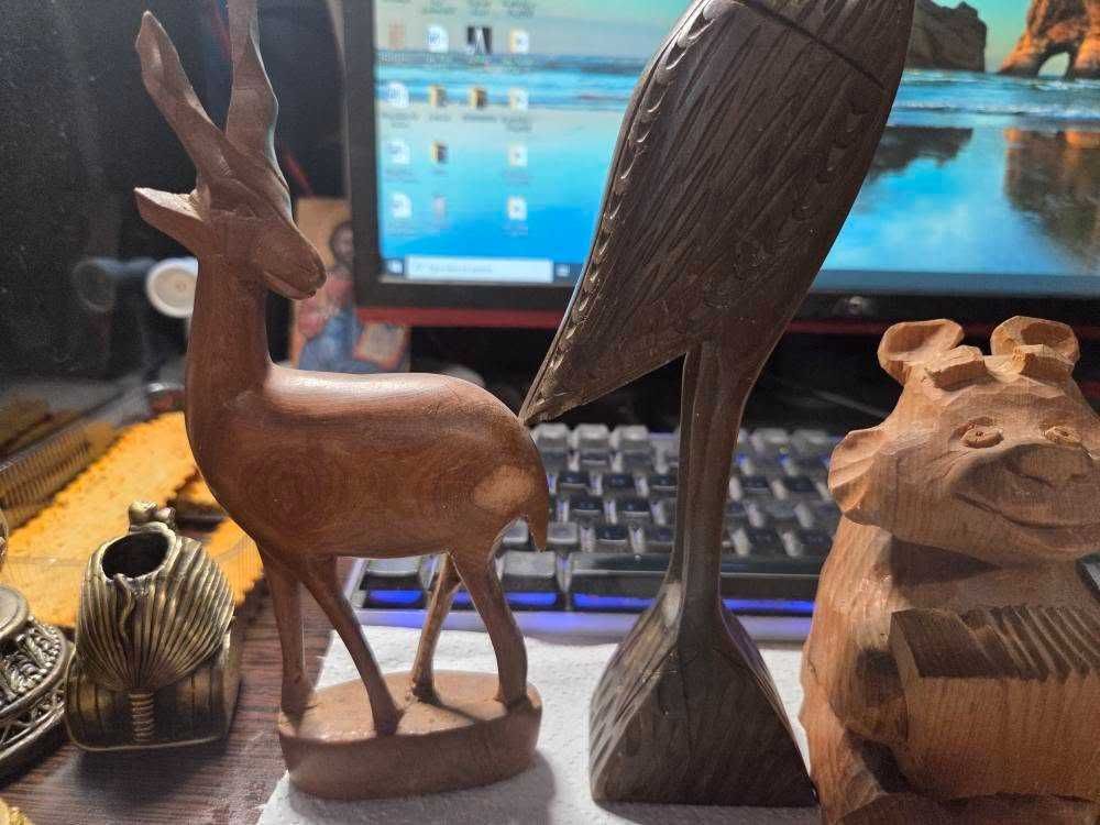 Lot vintage de 4 animale din lemn