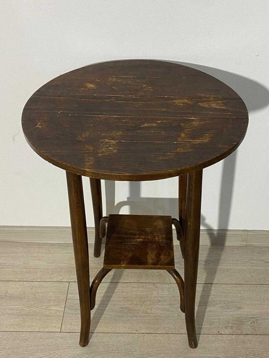 Masă Rotundă Vintage din Lemn 50X75 cm; Măsuță stil Thonet