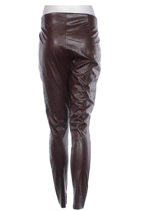 Кожен черен  панталон Mango, кафяв H&M