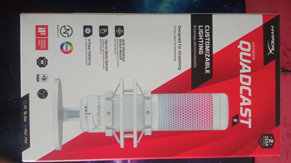 Microfon HyperX QuadCast S, USB, RGB, senzor Tap-to-Mute cu LED,