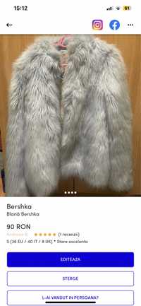 Blana artificiala albastra Bershka