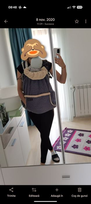 Marsupiu pentru bebeluși ISARA + Protecție Iarna cu gluga și papucei.