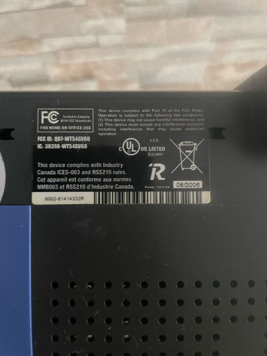 Vand router internet Linksys 2,4 GHZ 54 mbs