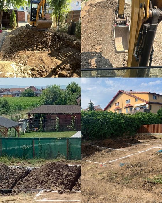 Închiriez / Execut lucrări cu mini excavator, Transport Basculabil