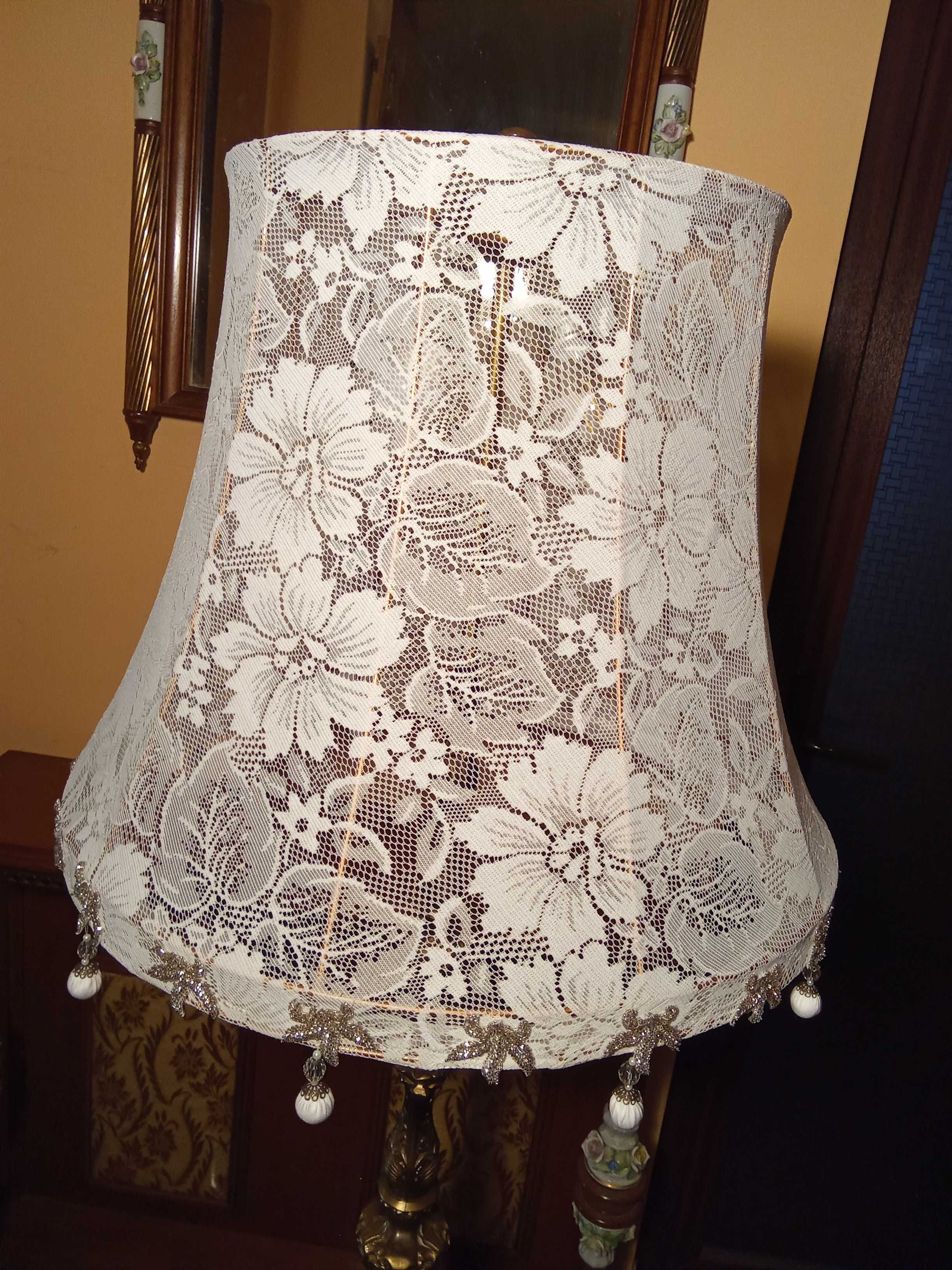 lampadar baroc din bronz cu abajur de dantela 160 cm