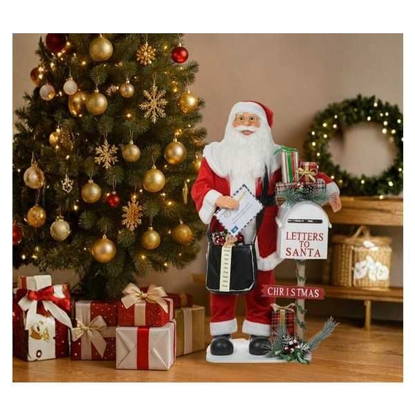 Коледна реалистична фигураДядо Коледа - пощальон със светлина и музика