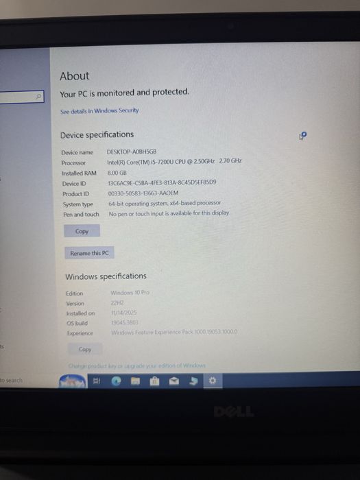 Vand laptop Dell Vostro i5 7200U