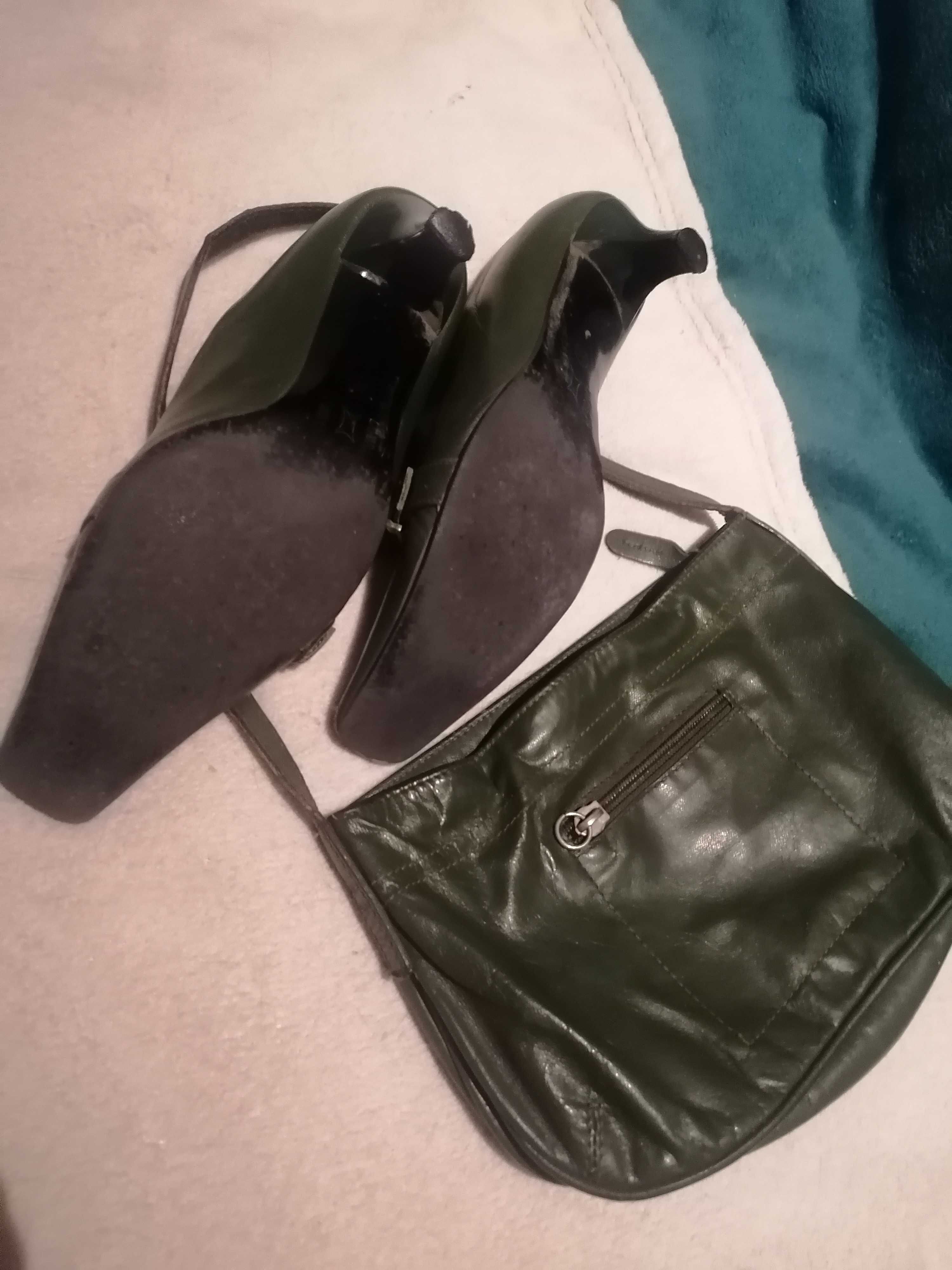 Set pantofi si geanta Musette piele verde