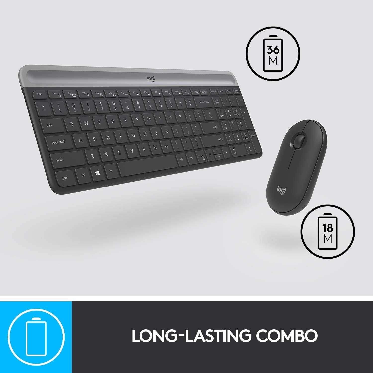 Kit NOU tastatura si mouse Wireless LOGITECH MK470 Slim QWERTY