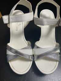 Sandale platforma alb- argintii Jenny Fairy- Marime 36