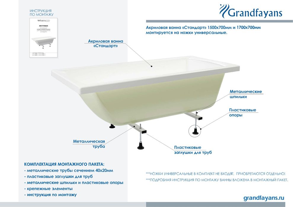 Ванная акрил размеры