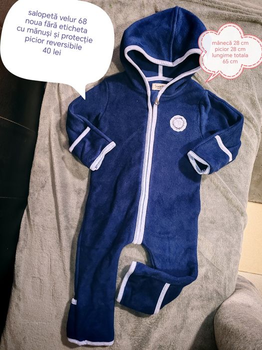 Salopeta fibra organica moale pt primăvara-toamna 62 și 68 băiețel