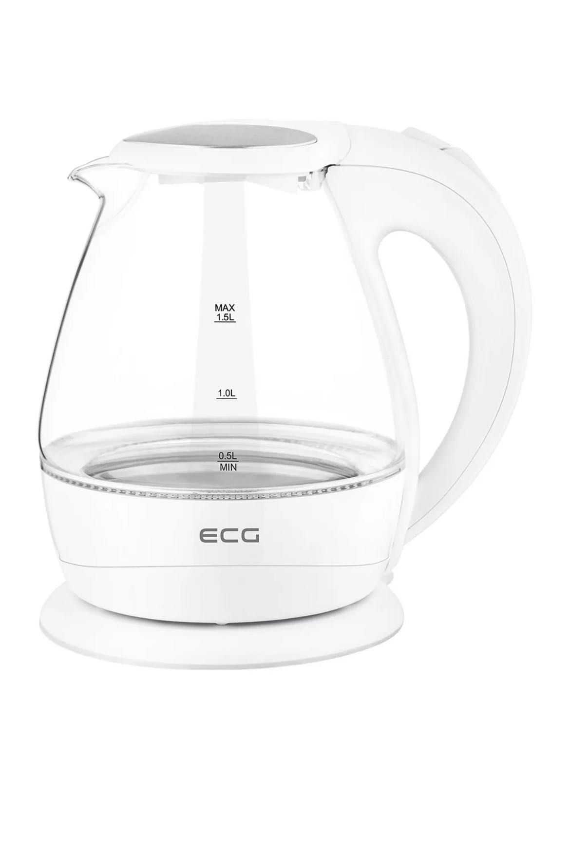 Кана за вода ECG RK 1520 Glass, 2200W, 1.5L, Бял - Код G5346