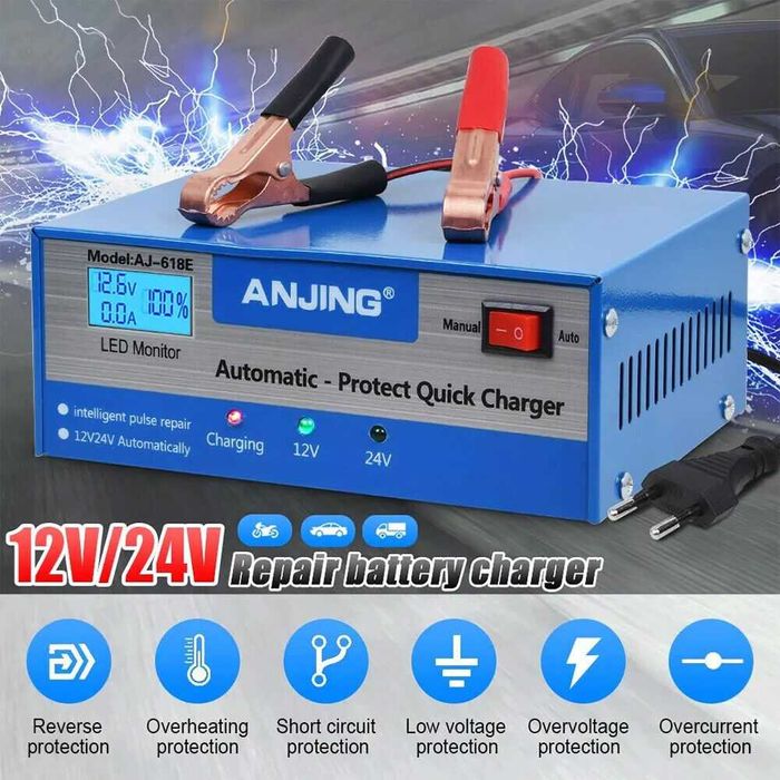 Автоматично smart зарядно за акумулатор 12V/24V 12A с импулсен ремонт