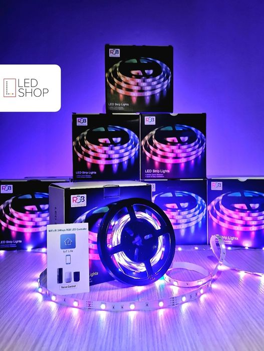 LICHIDARE STOC! Kit Banda LED Smart® RGB WiFi 5050 Google Home, Alexa