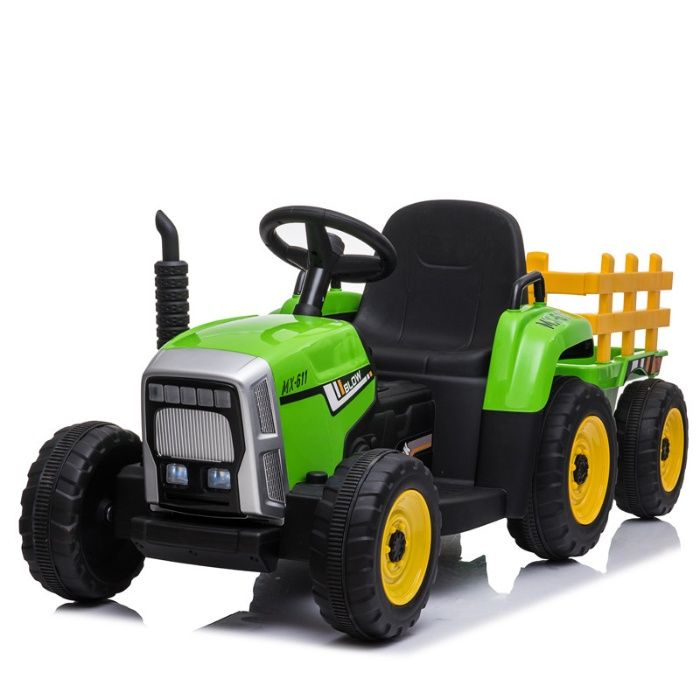 Tractoras electric BJ-611 cu remorca si telecomanda STANDARD #Verde