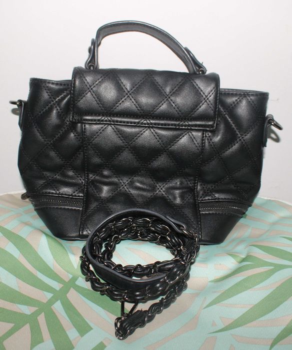 Ежедневна дамска чанта V, черна, еко кожа