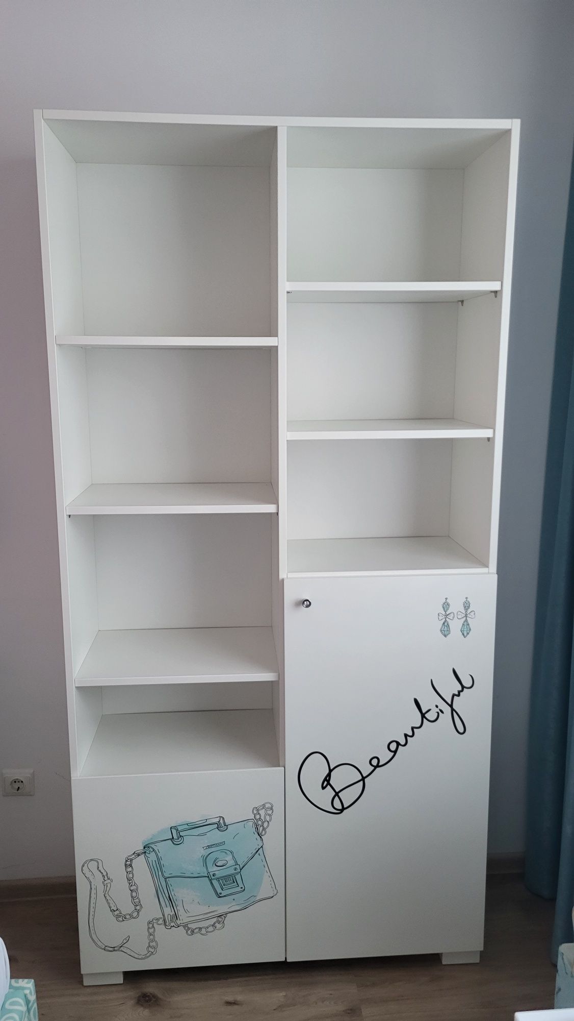 Etajera copii 2 uși, 5 polițe ,,Fancy mint"- Mobexpert