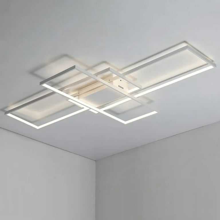 Голяма бяла LED лампа за таван 140W "бели правоъгълници" 140×78×8см