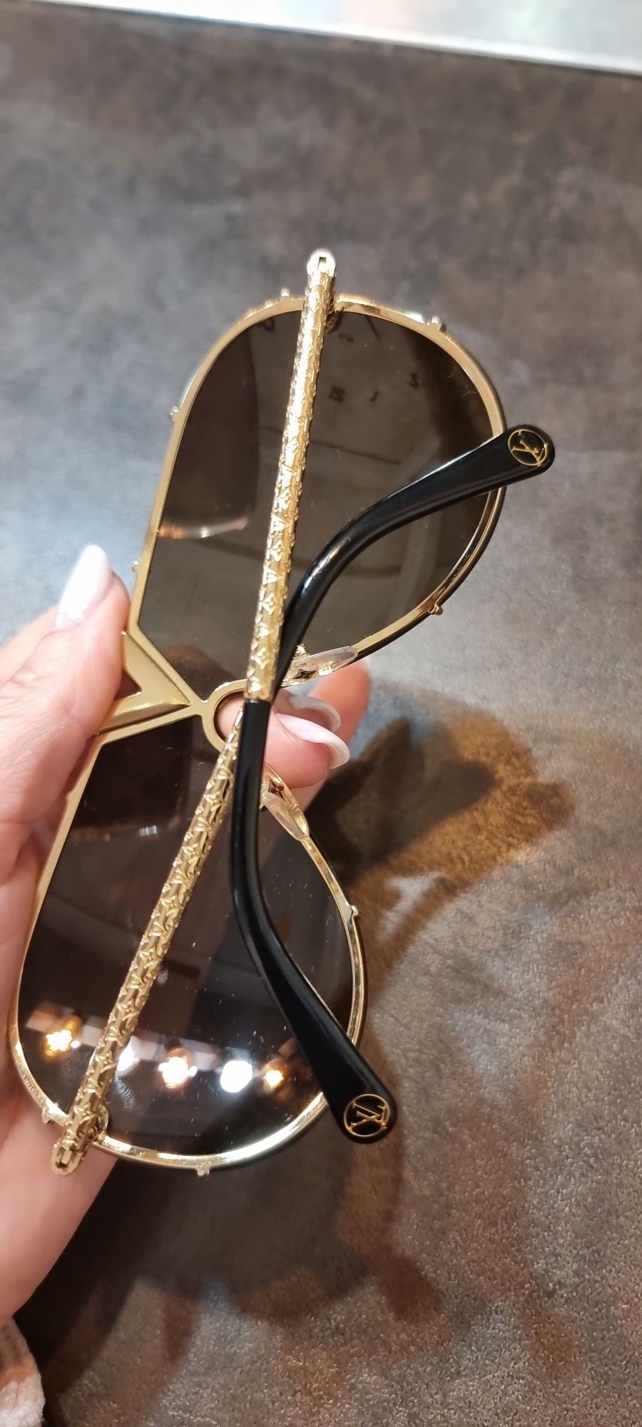 Ochelari Luis Vuitton,noi,lentila oglinda,aurii,originali