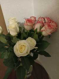 Продам букет роз, 40-50 см, белые и розовые, по 7 шт каждого, дешево