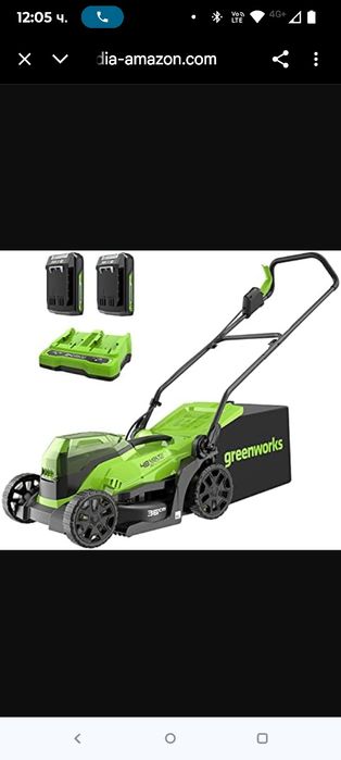 Greenworks GD24X2LM36K2x 48V безжична косачка за трева, ширина 36 см д