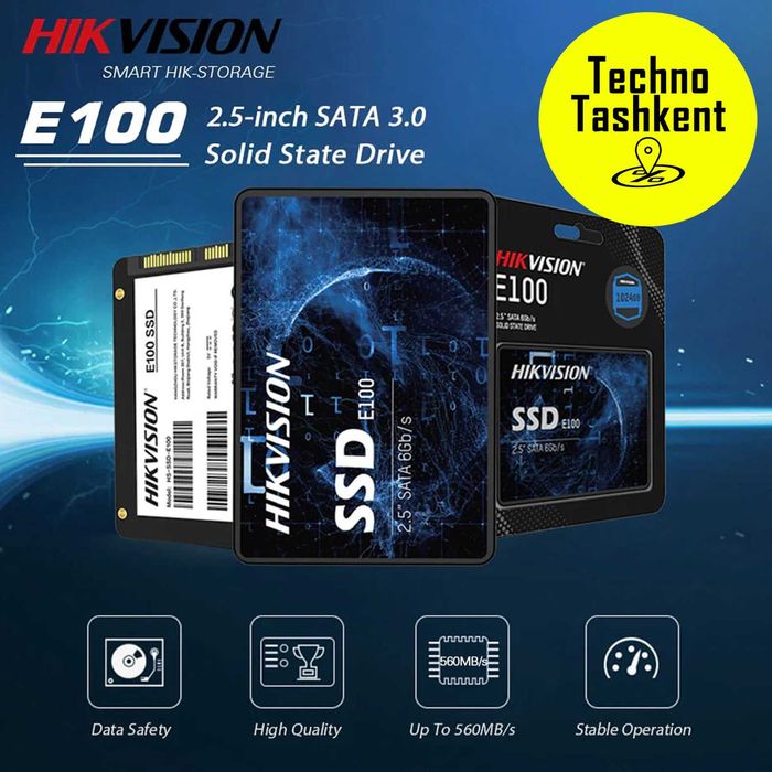 Hikvision E100 SSD, SATA, 128/256/512Гб, твердотельный накопитель