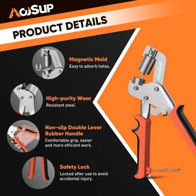 clește profesional pentru capse prelata Ø 10 mm ,200 de capse din inox