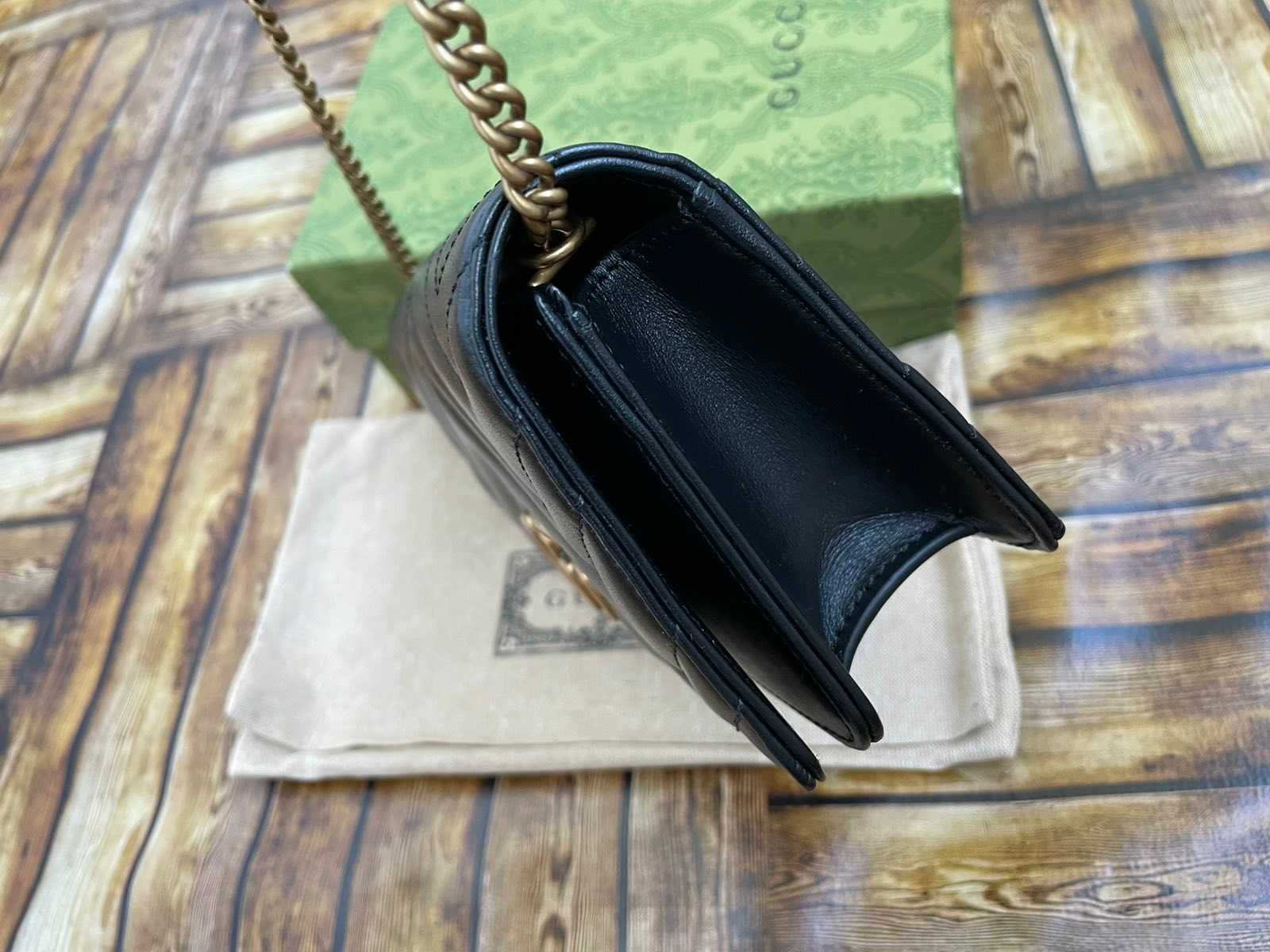 Оригинална Малка Чанта Gucci Marmont Beloved Гучи Златно Gold GG лого