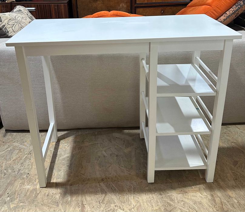 Set Masa de bar cu 2 scaune albe Mobexpert din lemn masiv