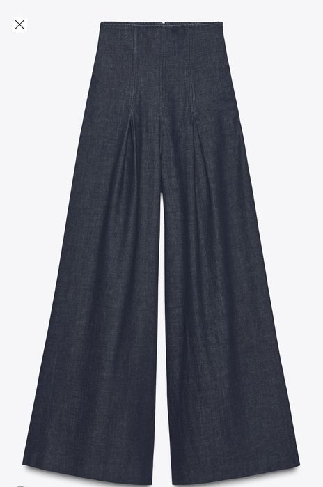 ДЬНКИ ZARA ZW колекция с широки крачоли и висока талия, размер М