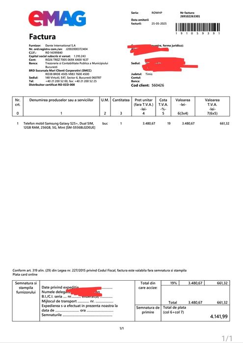 Vând Samsung Galaxy S25 Plus