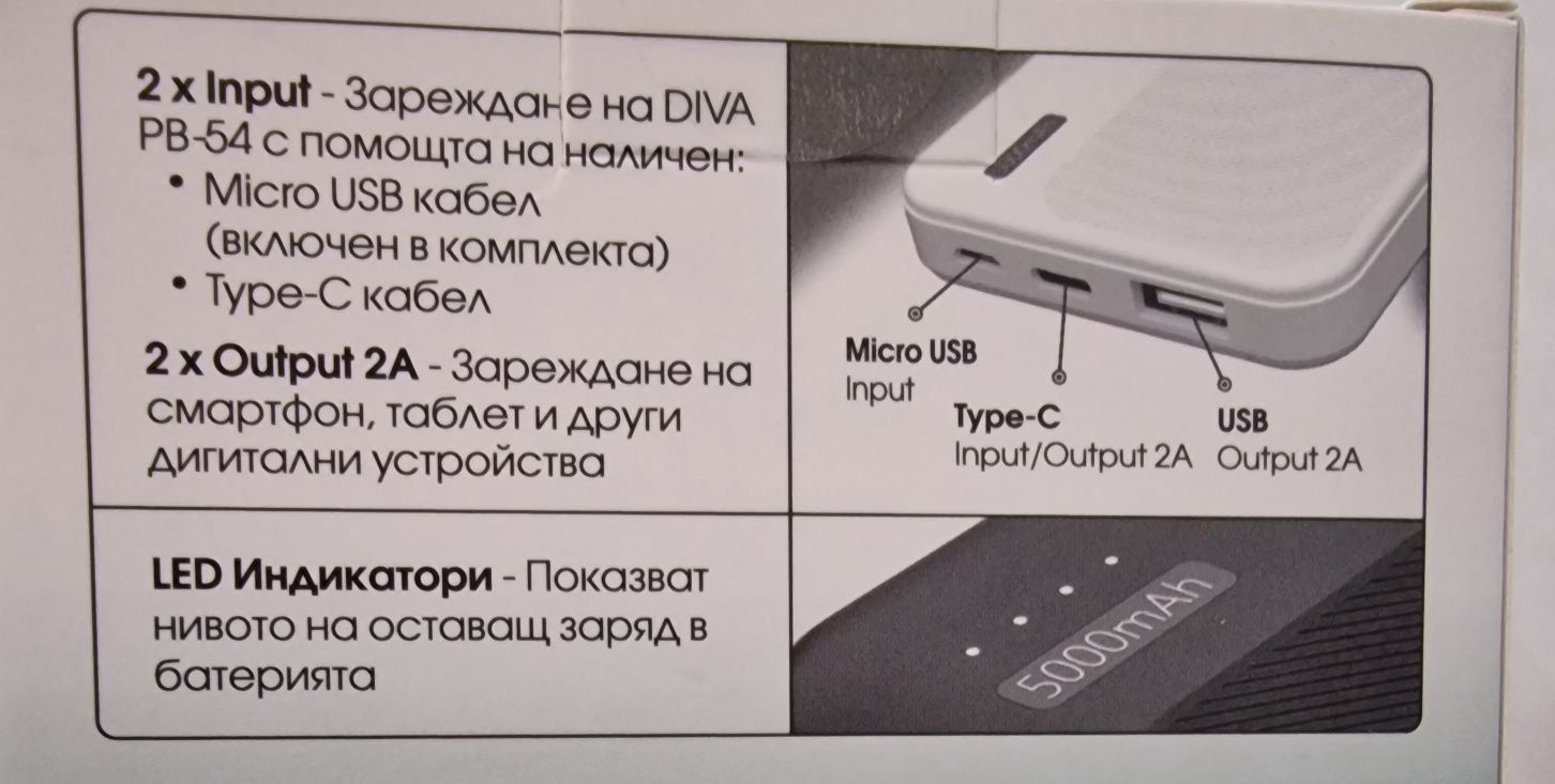 Преносима батерия 5000 mAh