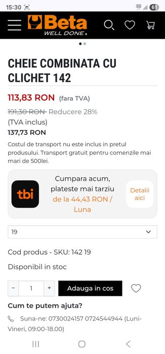 Set chei combinate cu clicket + reglabilă, Beta