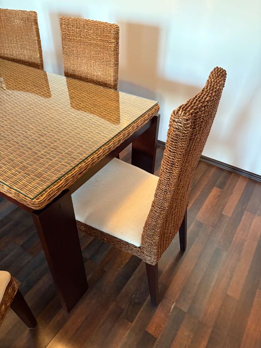 Masa living plus scaune ratan - stare buna