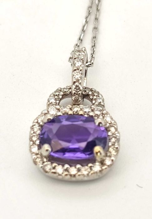 Colier aur 14k cu diamante si ametist