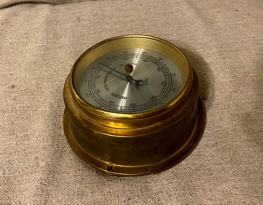 Barometru vintage marin LAMRICO din alamă, funcțional, colecție