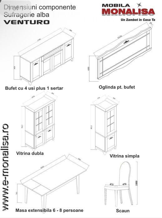 Set mobilier de living Venturo – alb cu blat nuc – 3.450 lei – Brașov