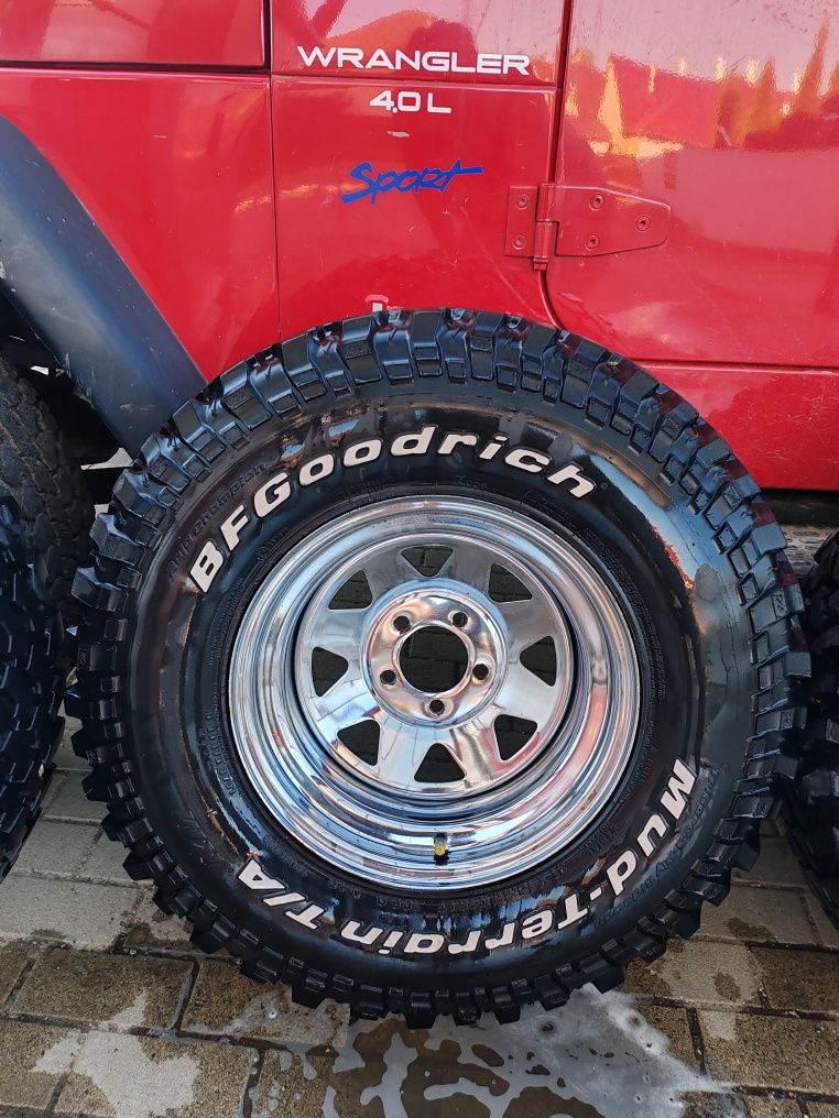 Set roți Jeep Wrangler TJ – BFGoodrich Mud-Terrain T/A + jante cromate