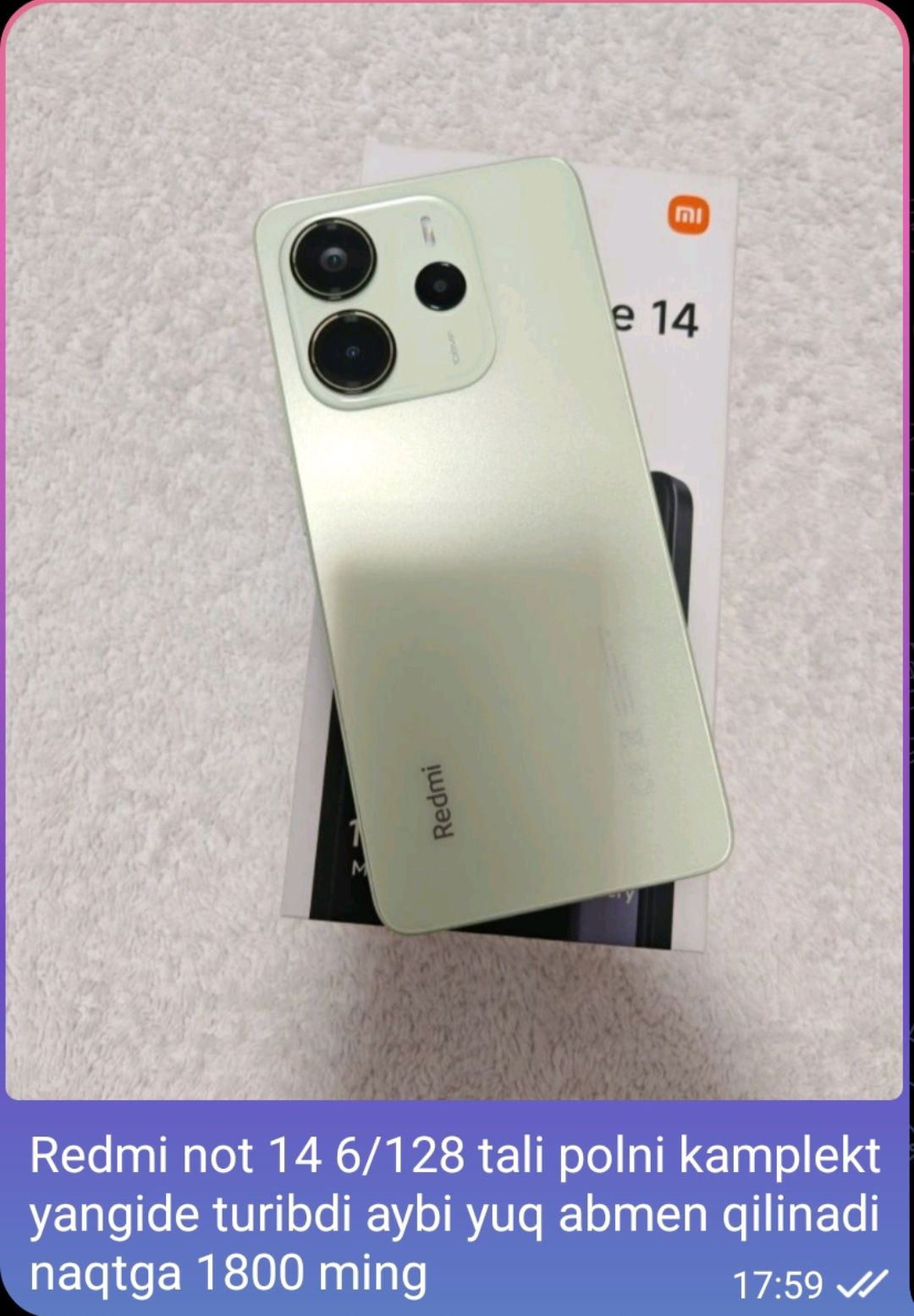 Redmi not 14 128 tali naqtga sotiladi