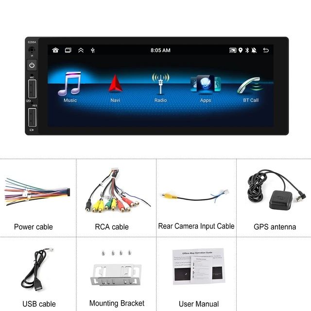 Мултимедия 1DIN 6.86 инча Android GPS навигация