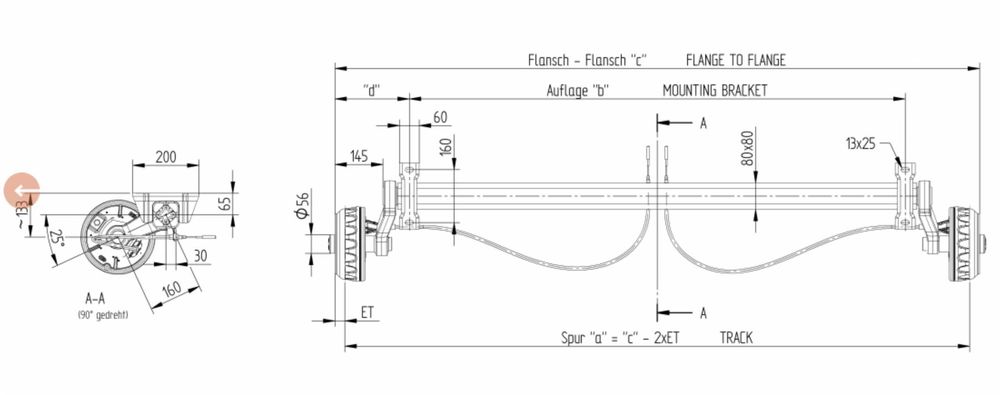 Мост за платформи 1350 кг  1400mm КНОТТ