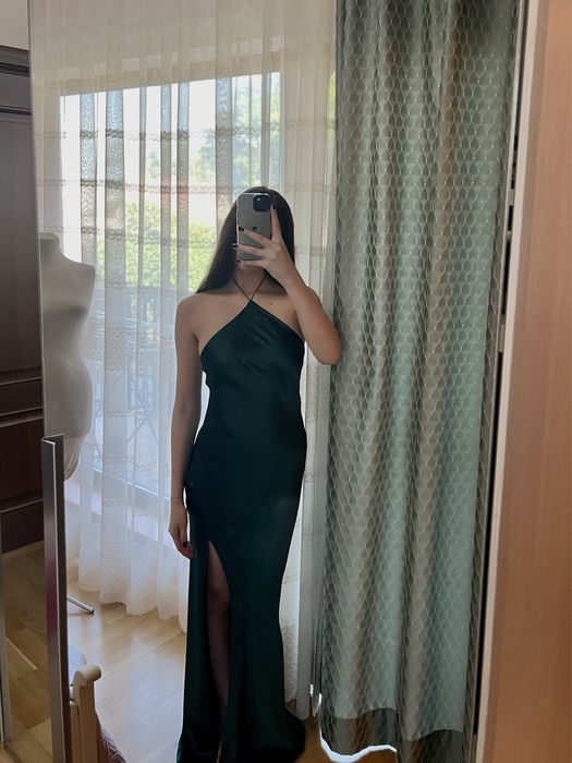 Rochie lunga de tafta verde