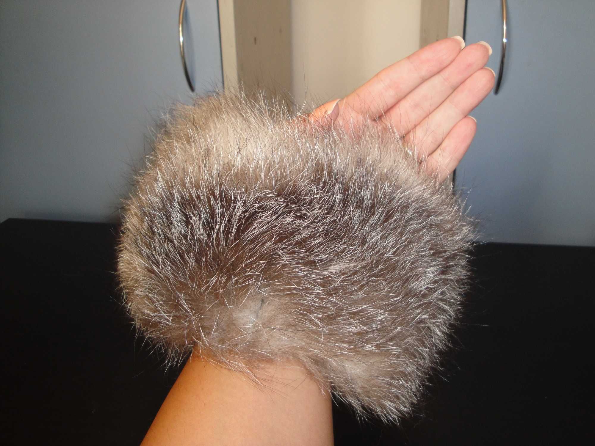 Нови кожени маншети / гети, естествена кожа с косъм от сребърна лисица