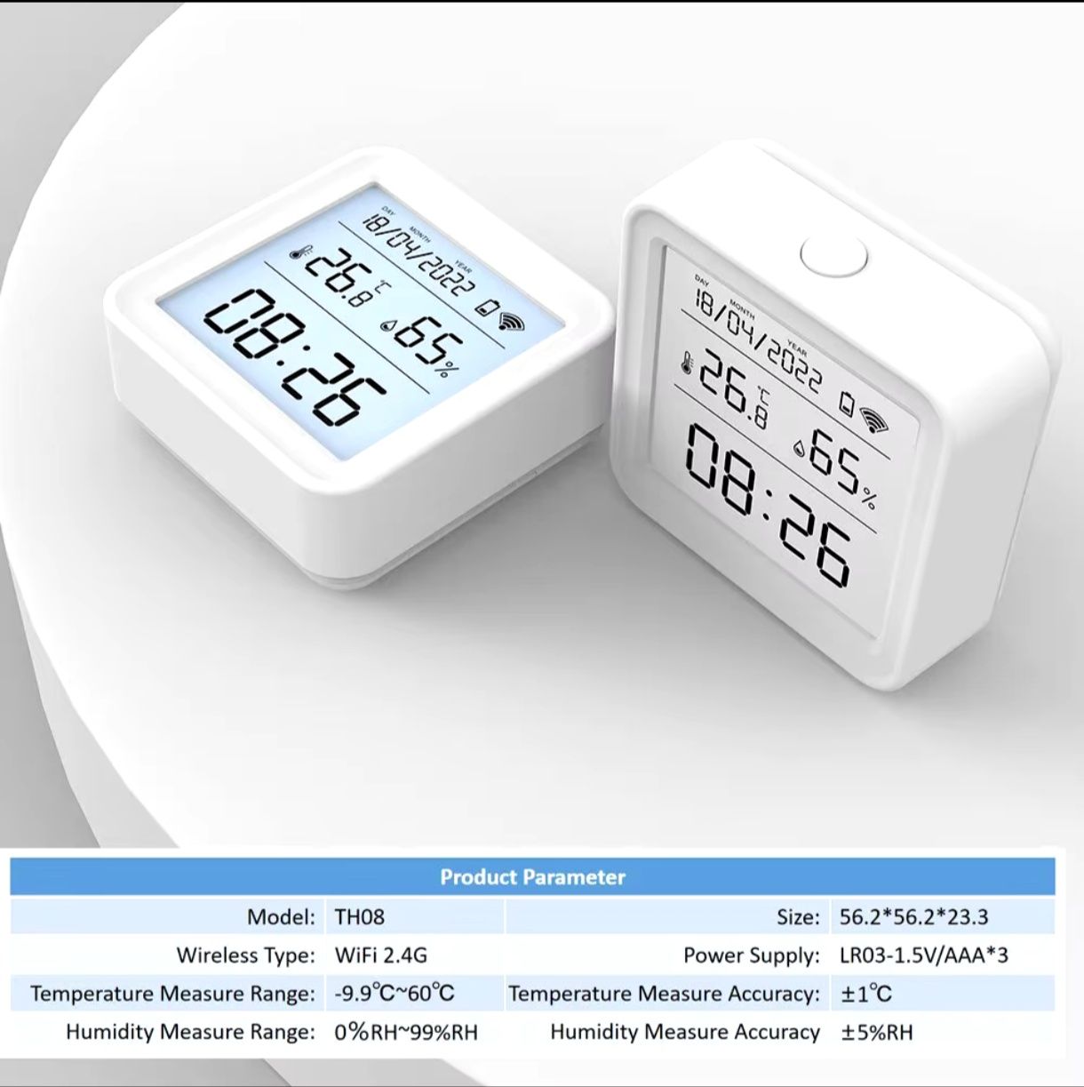 Tuya Smart WiFi Сензор за температура и влажност с LED