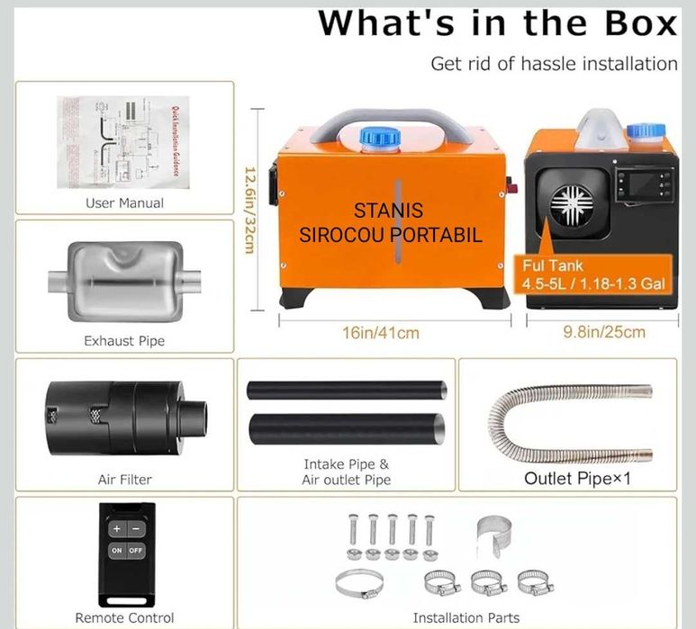 Webasto bluetoot STANIS Sirocou Portabil 12V 8kw încălzitor auto Vevor