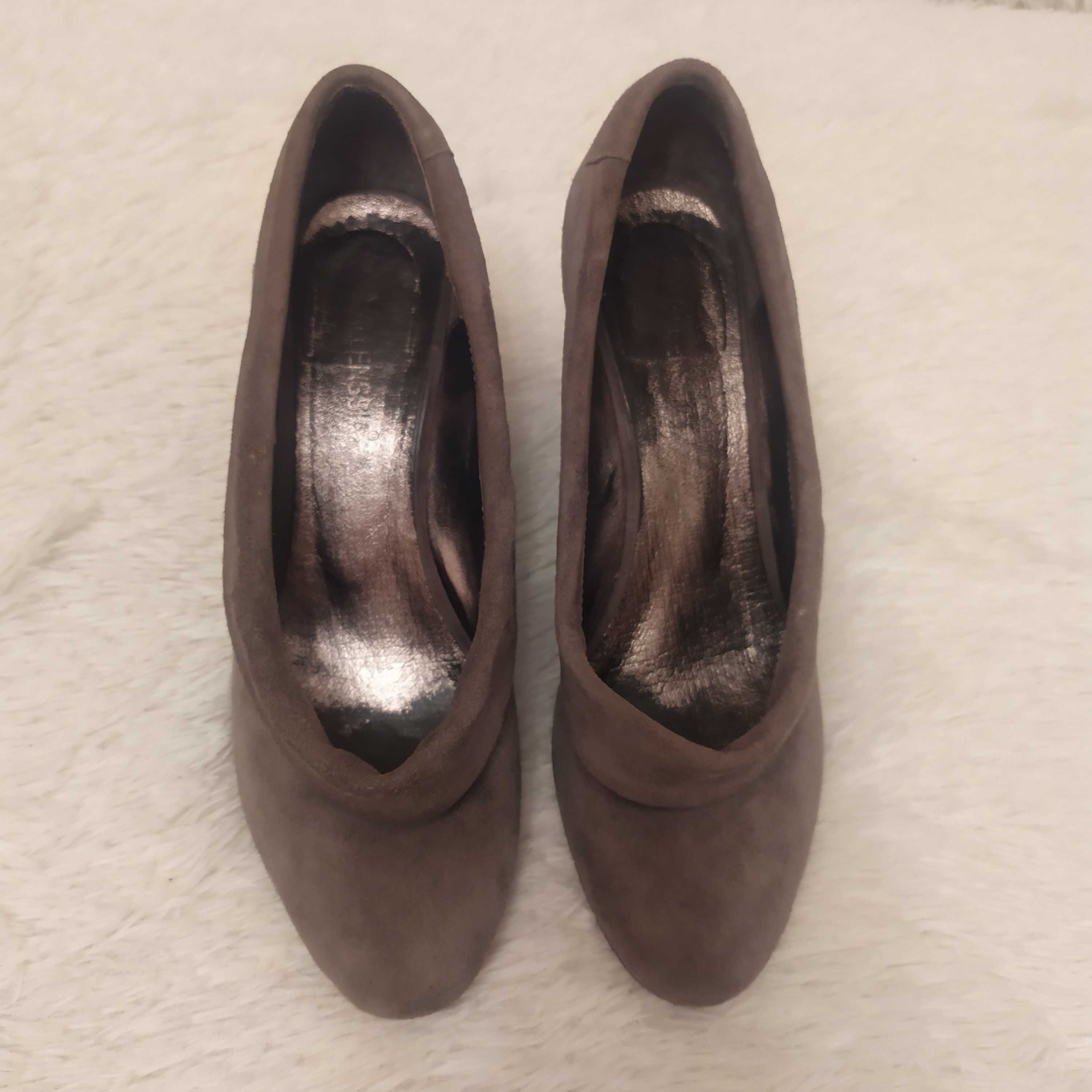 Туфли ботинки серые, натуральная замша О996