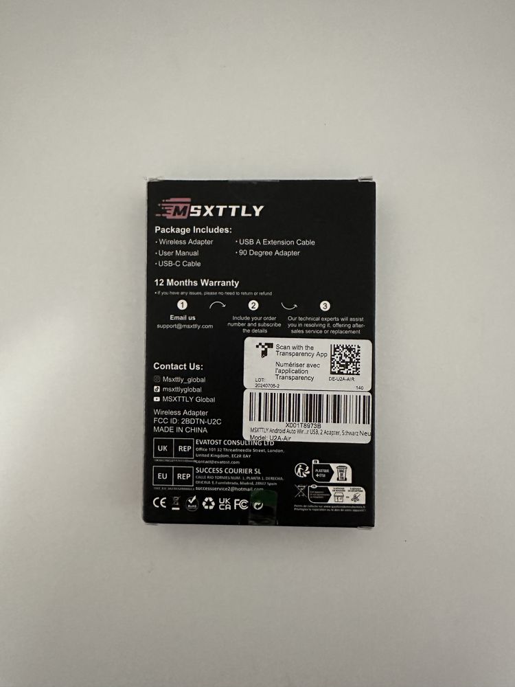 Android Auto Stick MSXTTLY, Wirelles, U2A-Air, NOU Sigilat