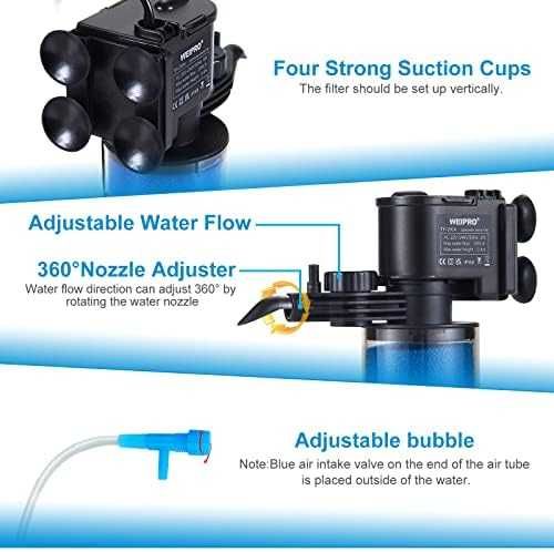 Нов Вътрешен аквариумен филтър 330л/ч, 2-степенен, 30–80L, Weipro