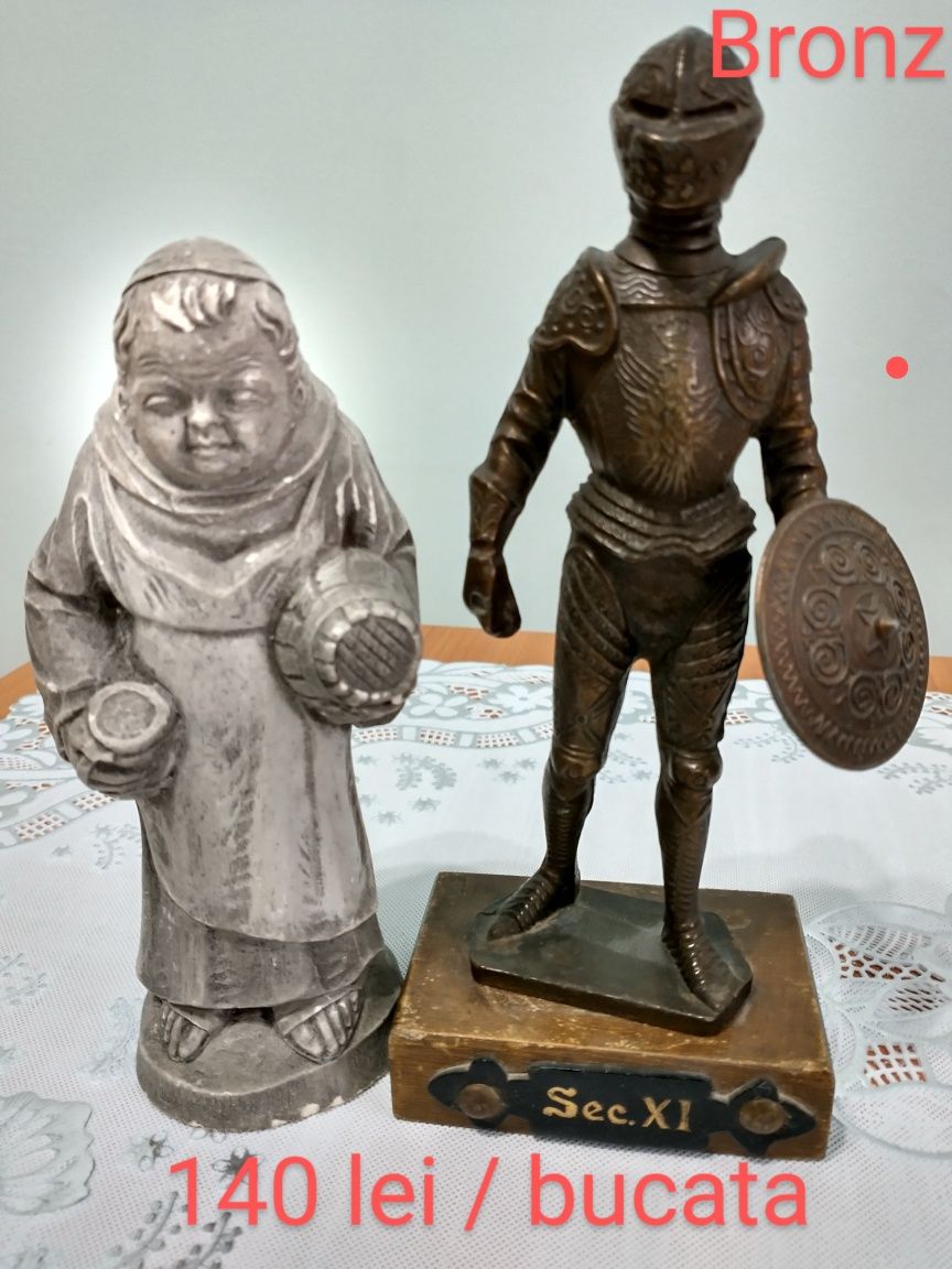 3. Statueta cavaler din bronz masiv & statuetă calugar/Altele